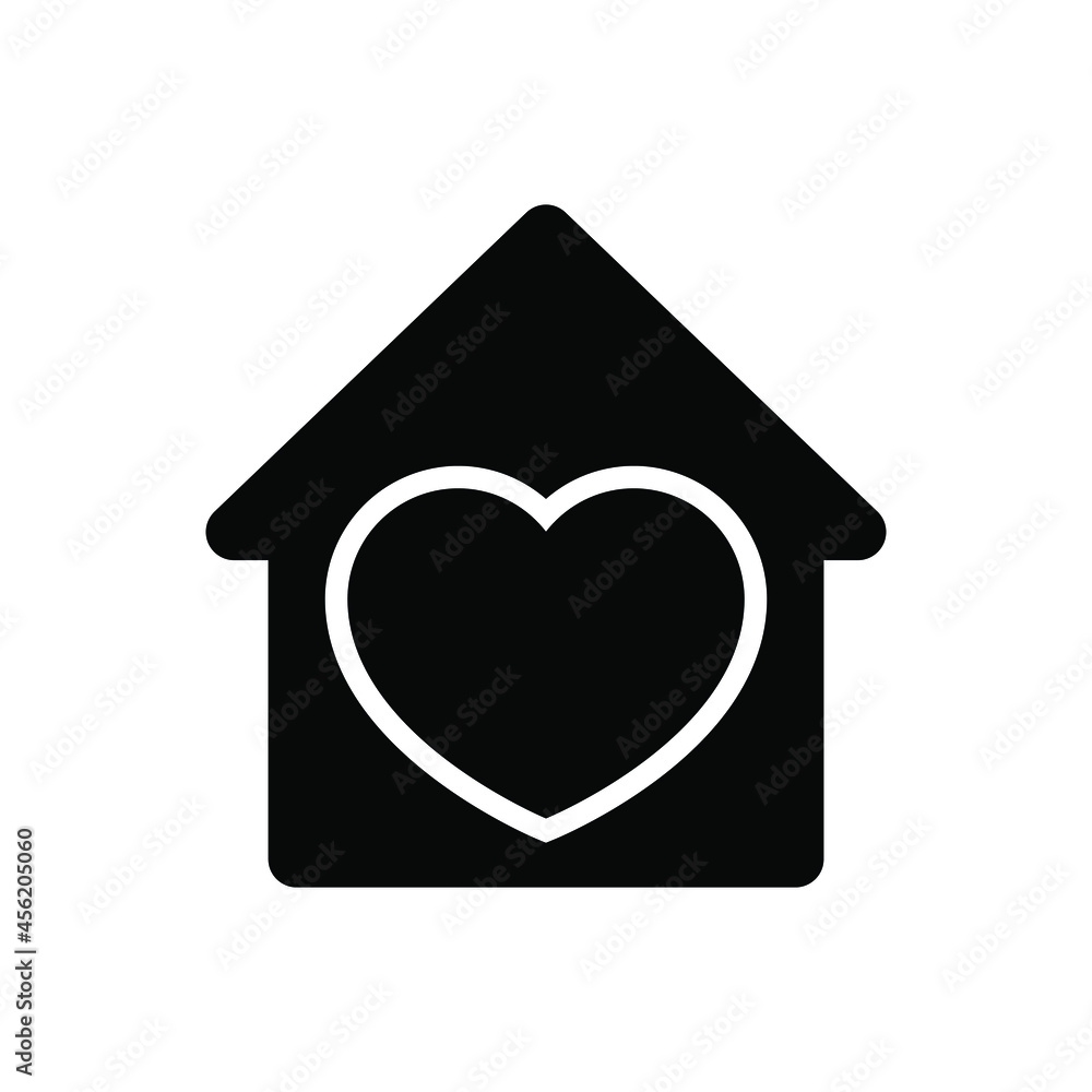 Heart with home vector icon. House with heart illustration sign. beloved home symbol.