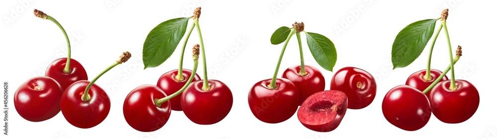 Wild cherry set isolated on white background Wild cherry set isolated on white background