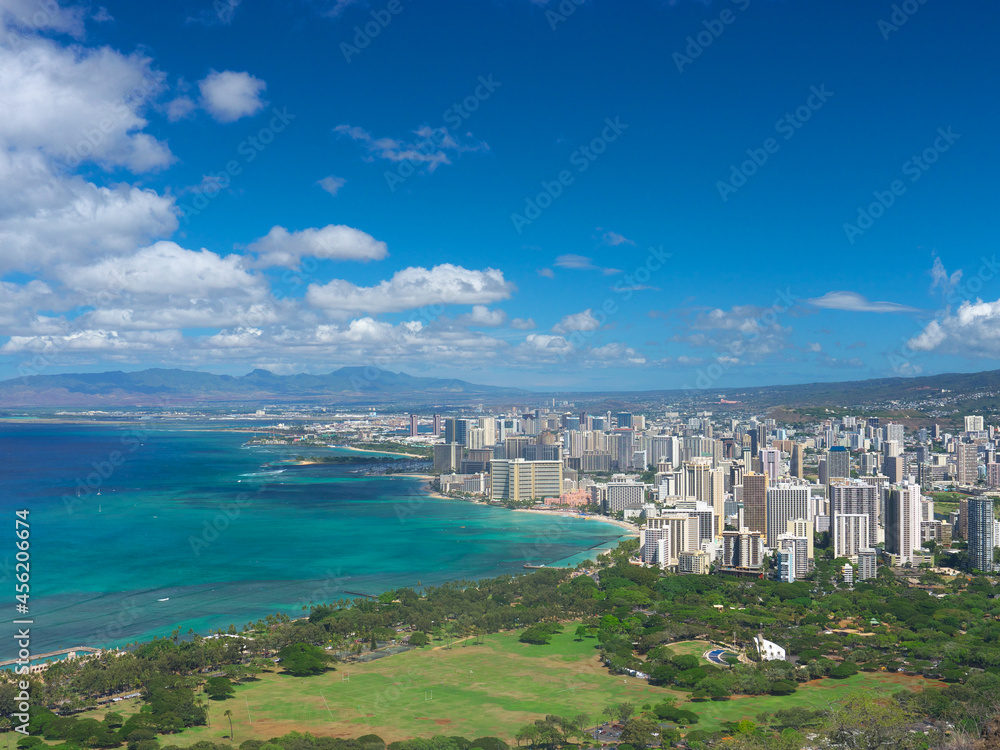 ハワイ、オアフ島、ダイヤモンドヘッドからの眺め
