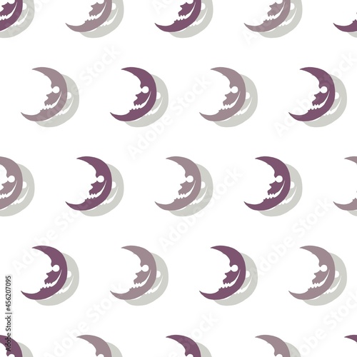 Scary Half Moon Face Vector Graphic Silhouette Art Seamless Pattern
