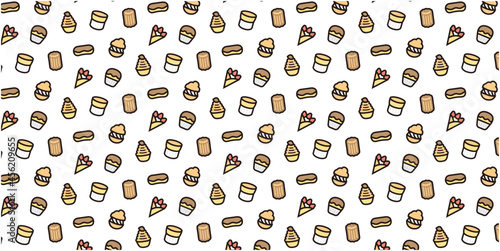 Sweets icon pattern background for website or wrapping paper (Color icon version)