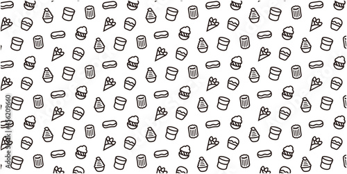 Sweets icon pattern background for website or wrapping paper  Monotone version 