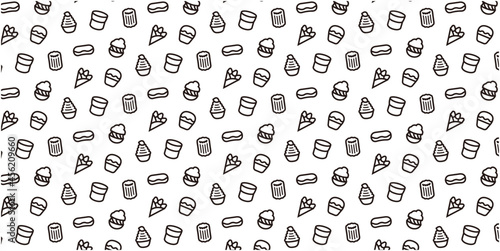 Sweets icon pattern background for website or wrapping paper (Monotone version)