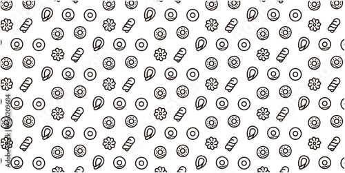 Donut icon pattern background for website or wrapping paper (Monotone version)