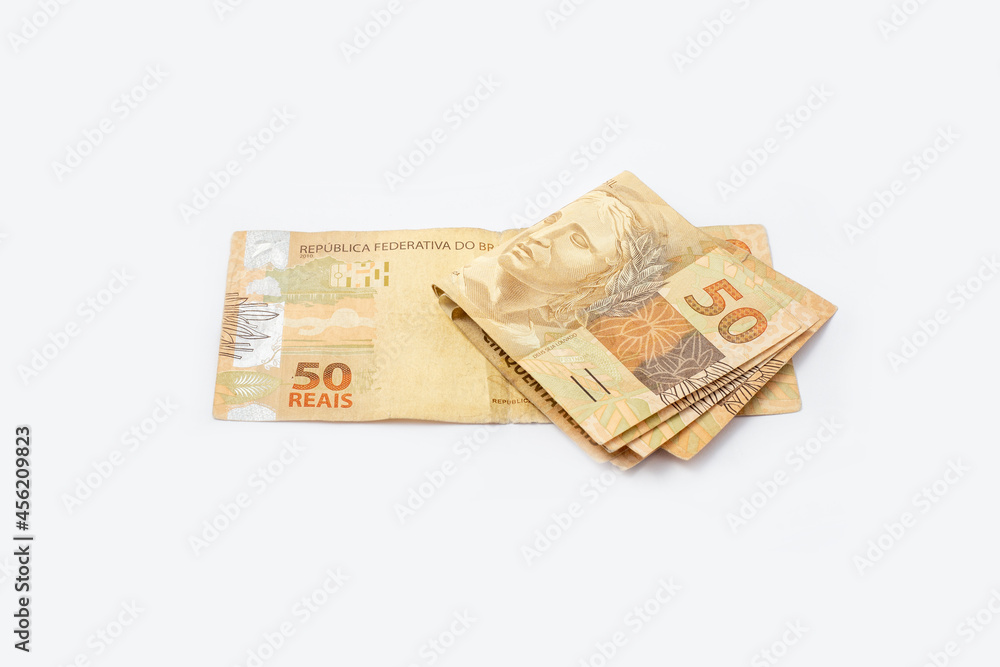 Real, Money from Brazil with white background Real, Money from Brazil with white background