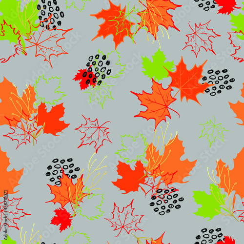autumn leaves vector seamless pattern. background for fabrics, prints, packaging and postcards