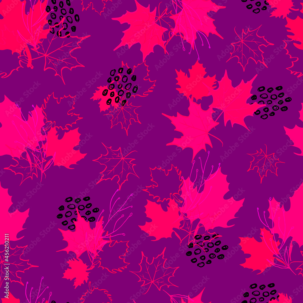 Obraz premium autumn leaves vector seamless pattern. background for fabrics, prints, packaging and postcards