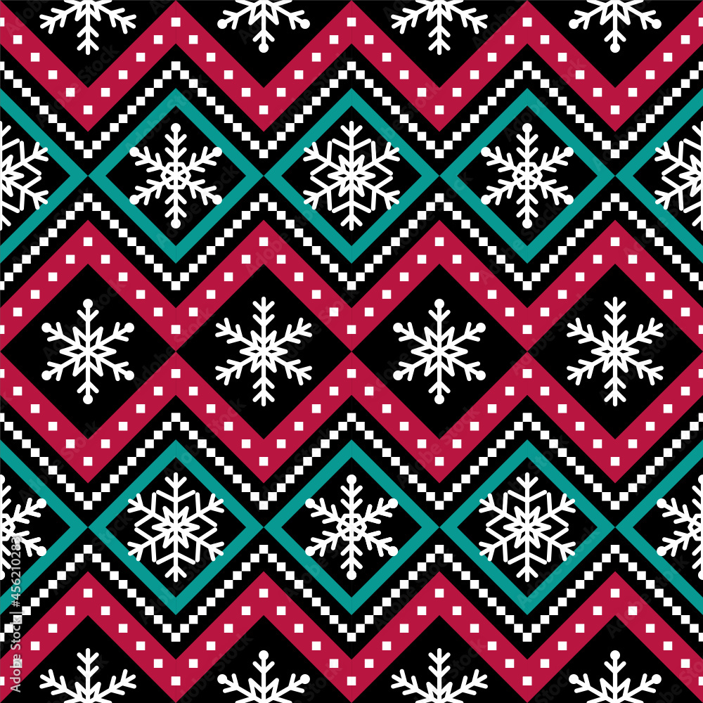 Holidays vector pattern, Christmas seamless pattern, winter pattern with snowflakes 
