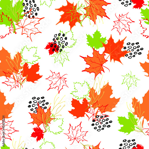 autumn leaves vector seamless pattern. background for fabrics, prints, packaging and postcards