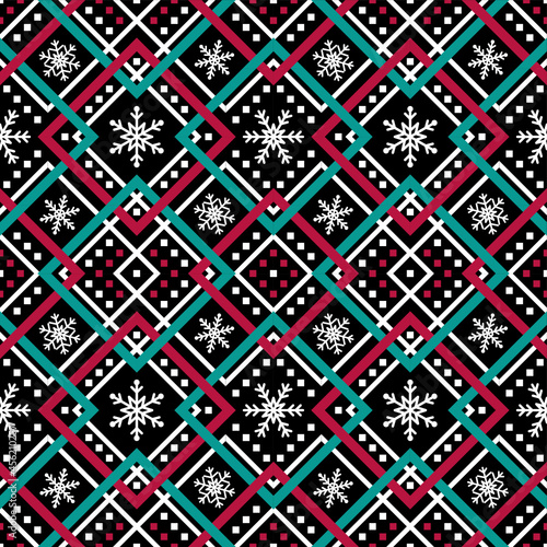 Holidays vector pattern, Christmas seamless pattern, winter pattern with snowflakes 