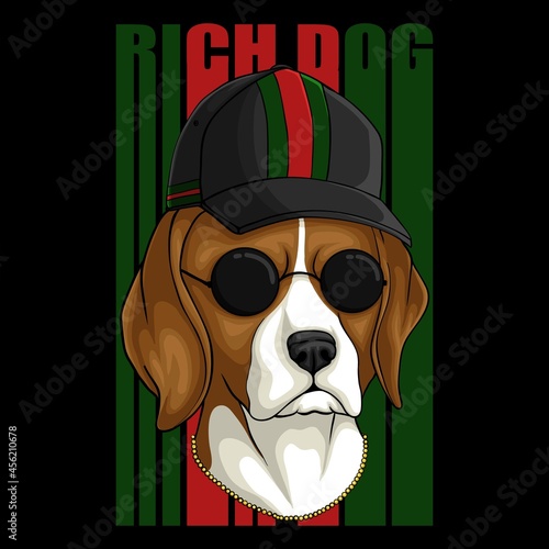 Beagle rich dog vector illustration