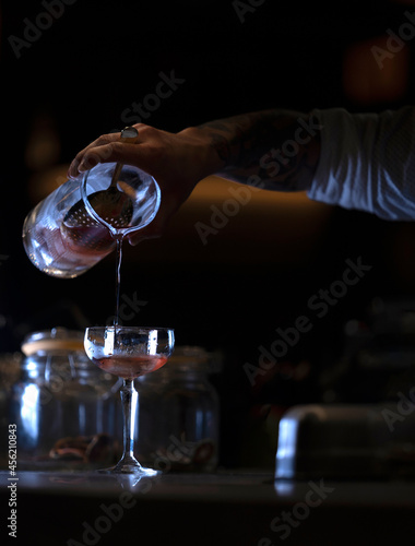 Delicious elegant orange cocktail in top bar restaurant in bogota colombia