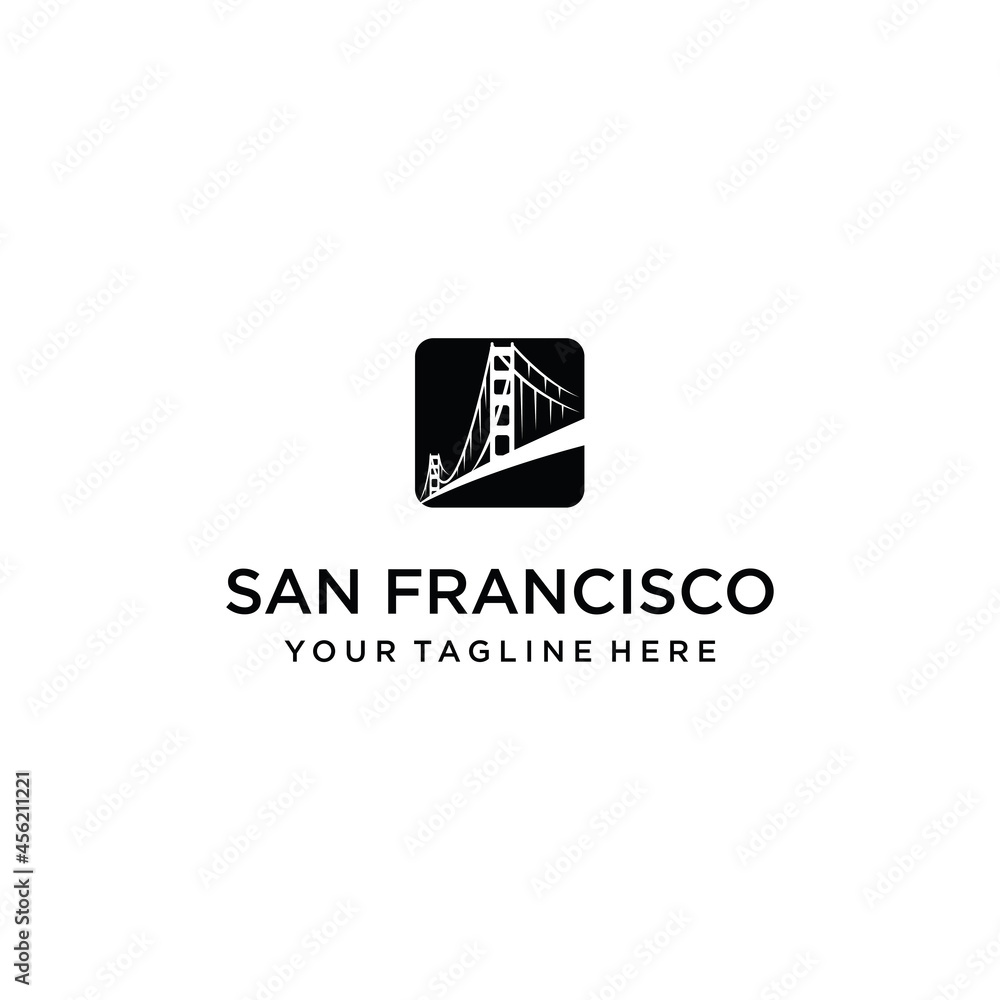 San Francisco bridge Logo design template. Simple and clean flat design of bridge vector template. bridge logo for business.