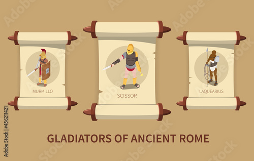 Roman Gladiators Isometric Poster