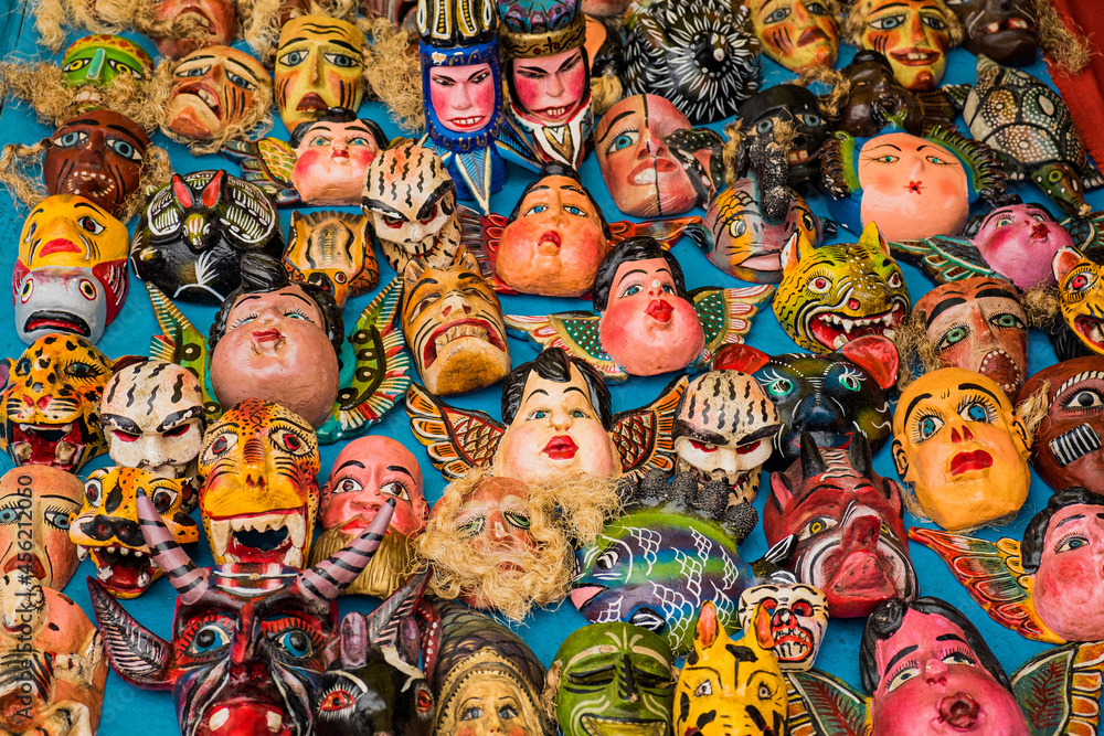 Mexican handicraft masks. Mexican handicraft masks.