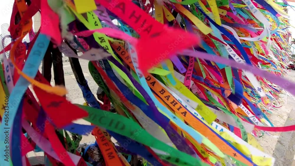 Colorful ribbons of Bonfim church in Salvador, Bahia, Brazil. Faith ...