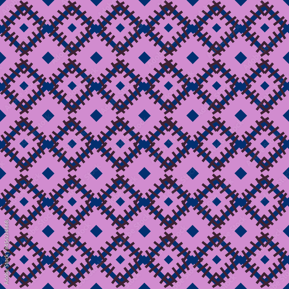 seamless pattern with the image of an ornament in the form of symmetrical patches sewn together in a dark pink shade for prints on fabrics for clothes and bed linen, as well as for interior decoration seamless pattern with the image of an ornament in the form of symmetrical patches sewn together in a dark pink shade for prints on fabrics for clothes and bed linen, as well as for interior decoration