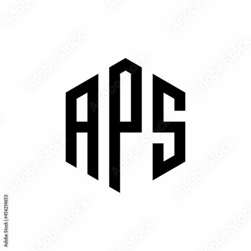 APS Initial three letter logo hexagon