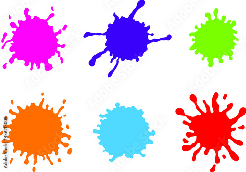 Vector colorful splashes. Abstract vector illustration. Paint splashes set.