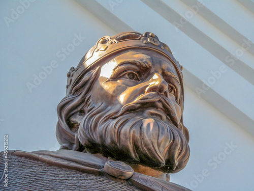 Monument to King Danylo Halytsky on the territory of the Orthodox Church. Ternopil, Ukraine photo