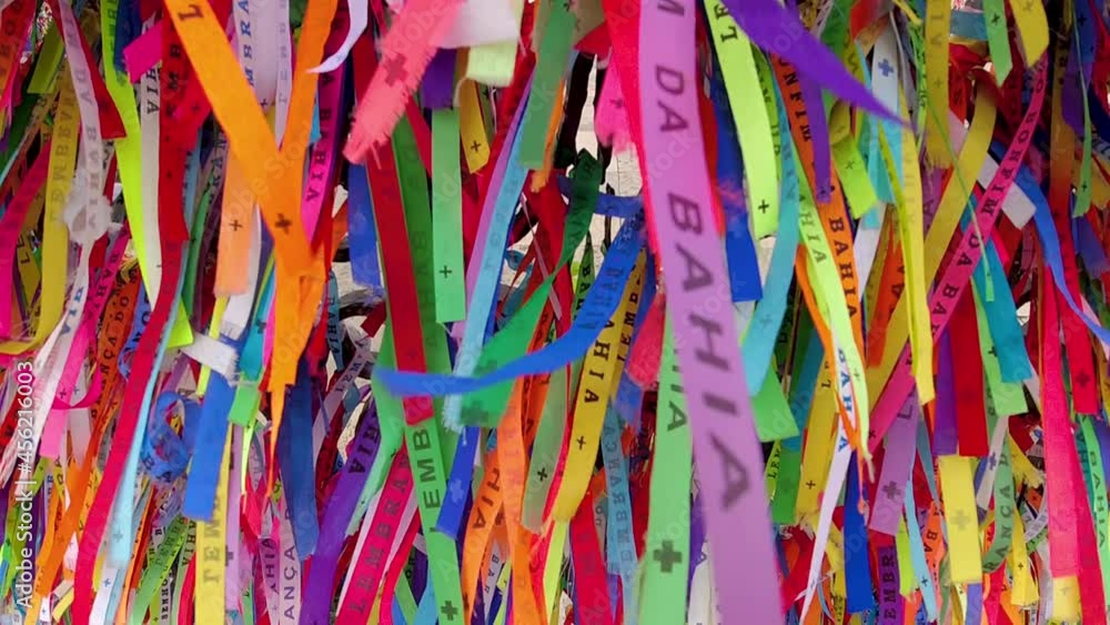 Colorful ribbons of Bonfim church in Salvador, Bahia, Brazil. Faith ...