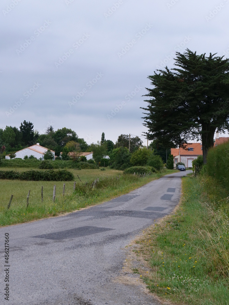 The landscape of Paimbœuf, the countryside in the west of France. July 2021.