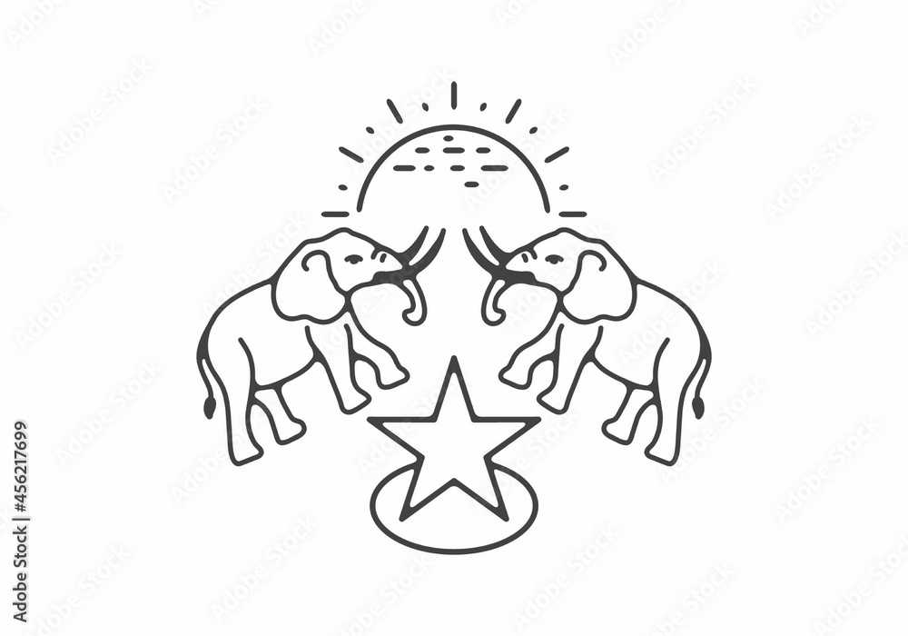Line art illustration of elephant Line art illustration of elephant