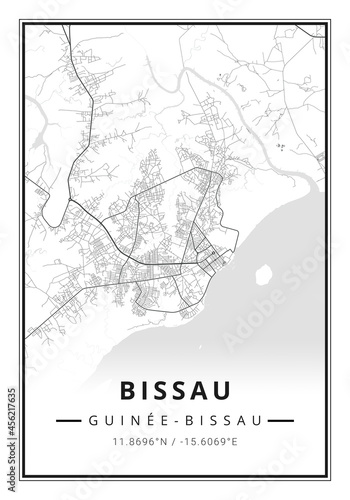 Street map art of Bissau city in Guinea Bissau - Africa