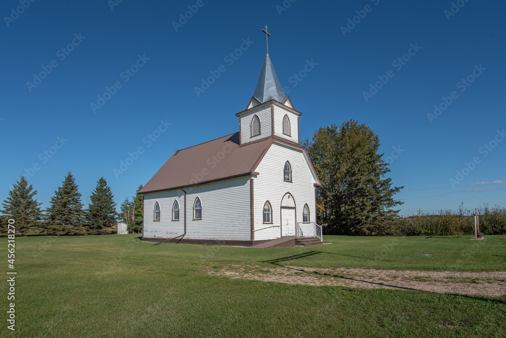 A Nordic Lutheran church on the prairies in rural Saskatchewan, Canada.