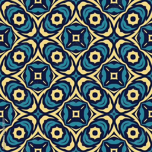 Three colors seamless abstract shape. Simple pattern ornament background