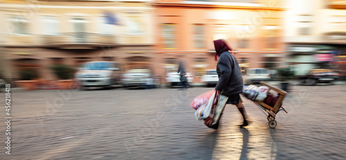 Abstract image of people in the street in motion blur