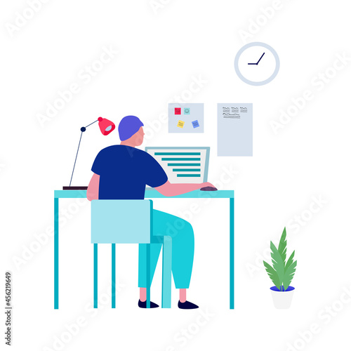 Work at home.freelance working online from home.illustrated.
