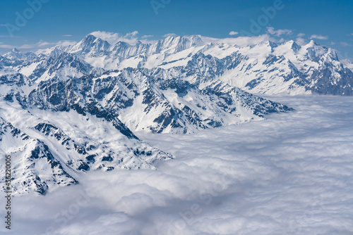 Switzerland, Panoramic view on Snow Alps and Blue Sky around Titlis mountain © AlehAlisevich