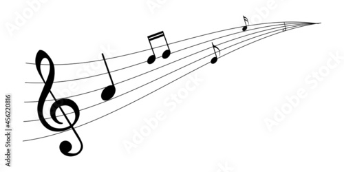Musical composition with lines  treble clef and notes on a white background. Template for a postcard  flyer or brochure. 