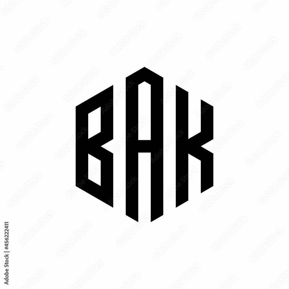 BAK Initial three letter logo hexagon BAK Initial three letter logo hexagon