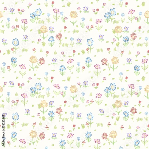 Seamless vector flowers pattern