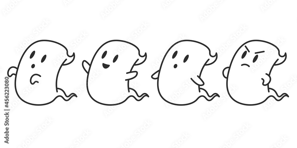 Coloring Book Cute Ghost Amazing vector line art of a cute little