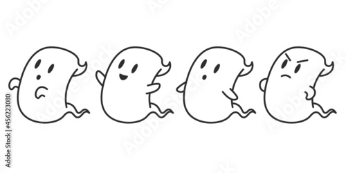 Coloring Book Cute Ghost - Amazing vector line art of a cute little ghost suitable for background, design asset, halloween, children book, children coloring book, clip art, and illustration in general