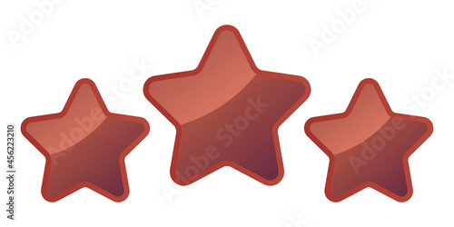 Three Bronze Shiny Stars - Amazing vector icon of three bronze rounded star suitable for game, animation, app, icon, sign, sticker, children book, decoration, and illustration in general - Vector Icon