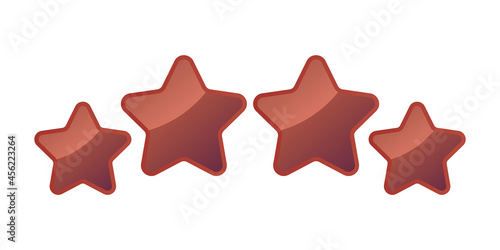 Four Bronze Shiny Stars - Amazing vector icon of four bronze rounded star suitable for game, animation, app, icon, sign, sticker, children book, decoration, and illustration in general - Vector Icon