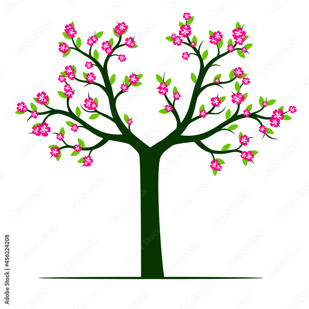 Spring tree with flowers. Vectro illustration. Spring tree with flowers. Vectro illustration.