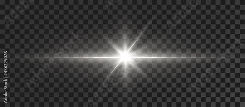 Shining stars isolated on a transparent white background. Effects, glare, radiance, explosion, white light, set. The shining of stars, beautiful sun glare. Vector illustration. photo
