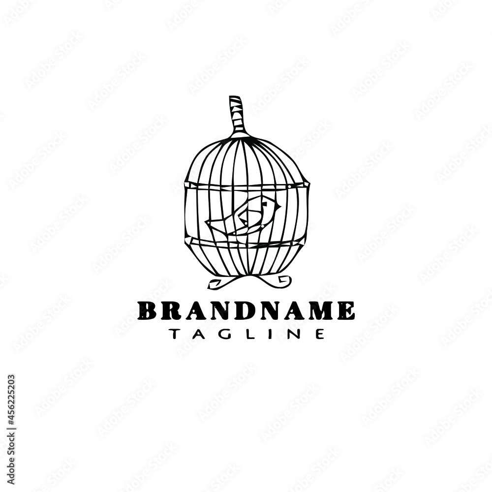 Fototapeta premium creative birdcage cartoon logo icon design template black isolated vector illustration