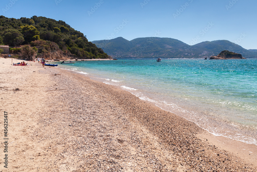 Greek beach on a sunny summer day. Zakynthos island