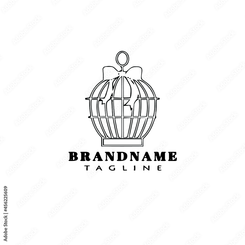 birdcage cartoon logo icon design template black isolated vector cute