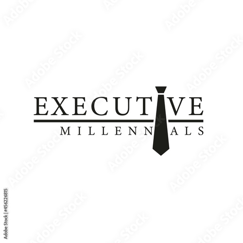 Executive Millennials Letter Logo. With black tie icon. Premium and luxury logo design