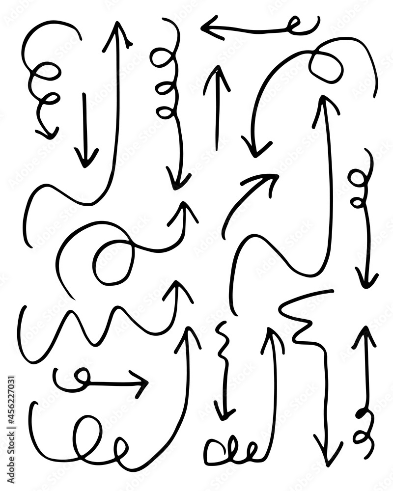 doodle design elements. hand drawn arrows isolated on white background. Vector illustration. doodle design elements. hand drawn arrows isolated on white background. Vector illustration.