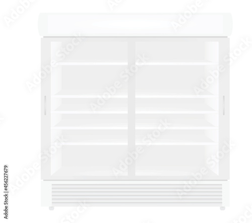 White wide vertical fridge. vector illustration