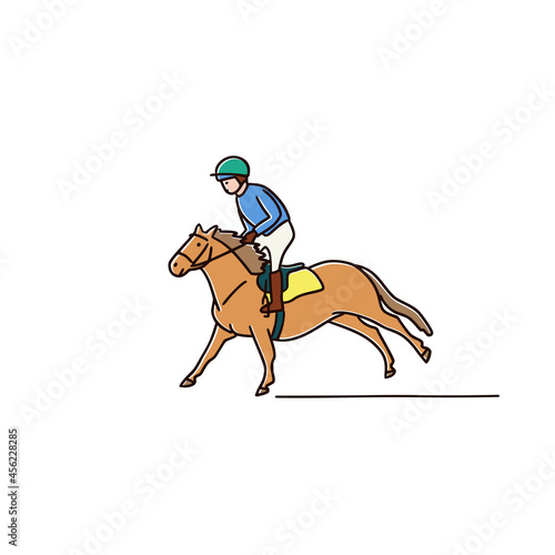 Horse racing - young equestrian is riding on a pony