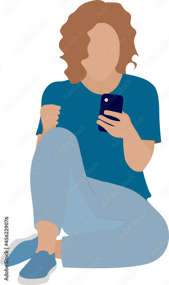 mujer usando su celular. chateando, mensajeando . fondo transparente mujer usando su celular. chateando, mensajeando . fondo transparente